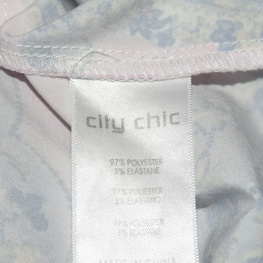 City Chic Purple Floral Draped Zipper Front V-Neck Dress - Picture 9 of 10